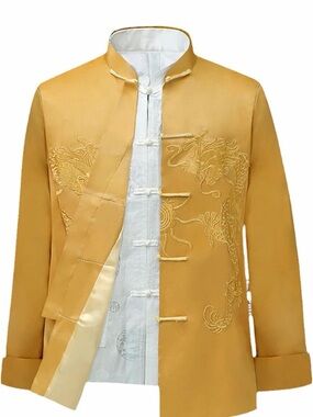 Golden Embroidered Mandarin Collar Jacket
